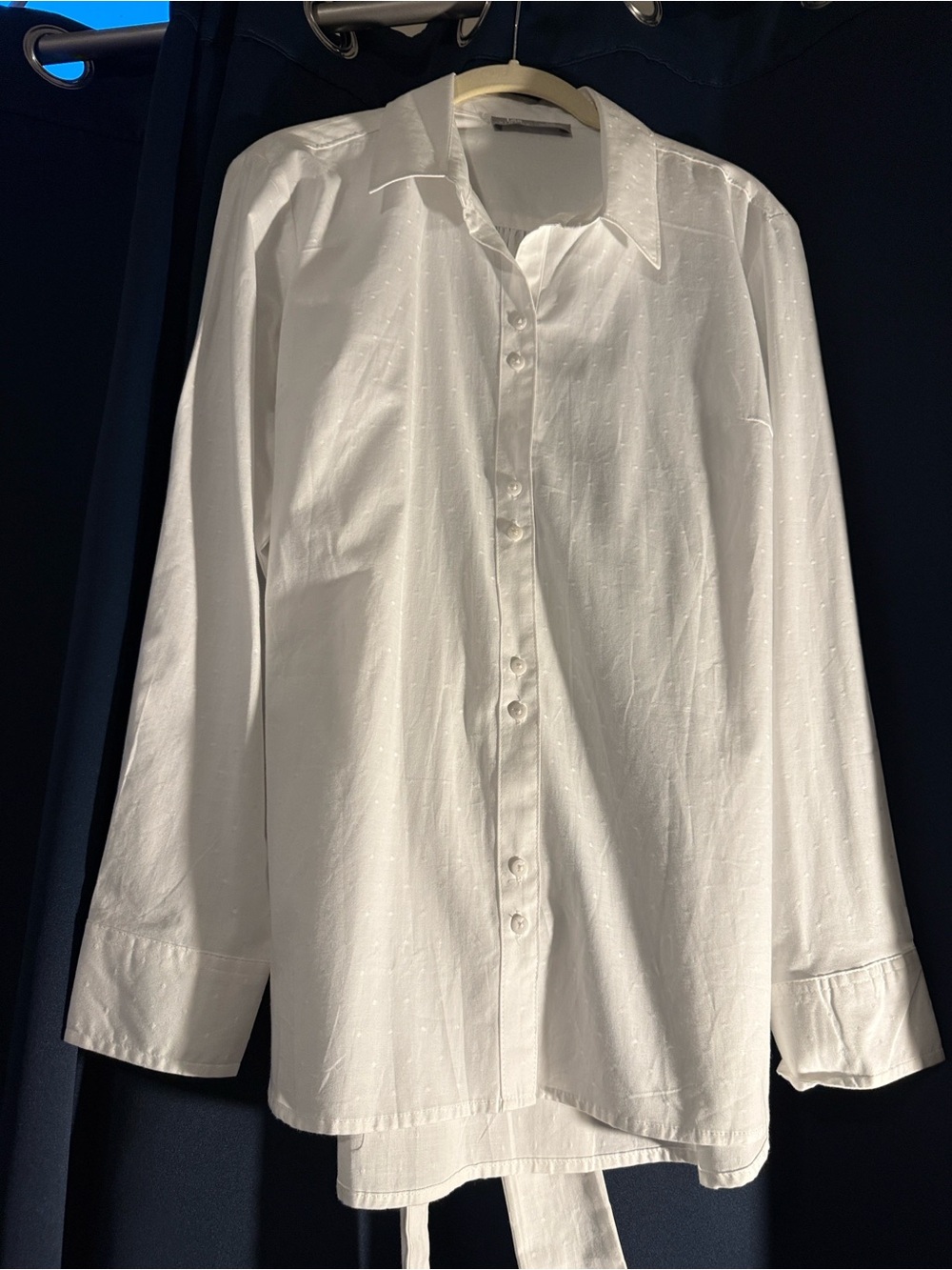 Women’s Button Down White Dress Shirt with Tie Back